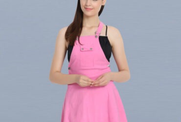 Cozami Casual Cotton Lycra Light Pink Dungaree Skirt for cozami