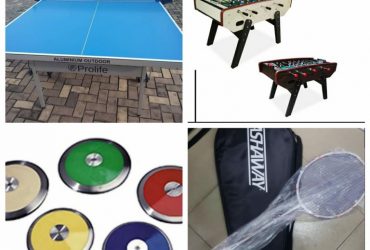We Sell Agility Poles, Badminton Racket, Table Tennis Board, Backrest stadium seat