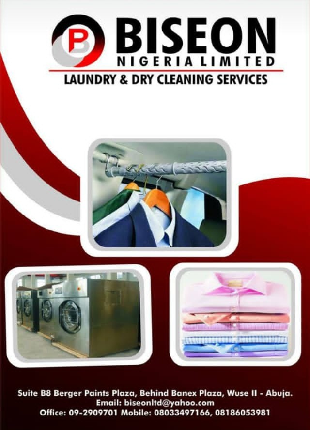 At Biseon Nig Ltd Abuja – We Offer all Kinds of Cleaning Services (Drycleaning, House Cleaning, Industrial Cleaning etc)